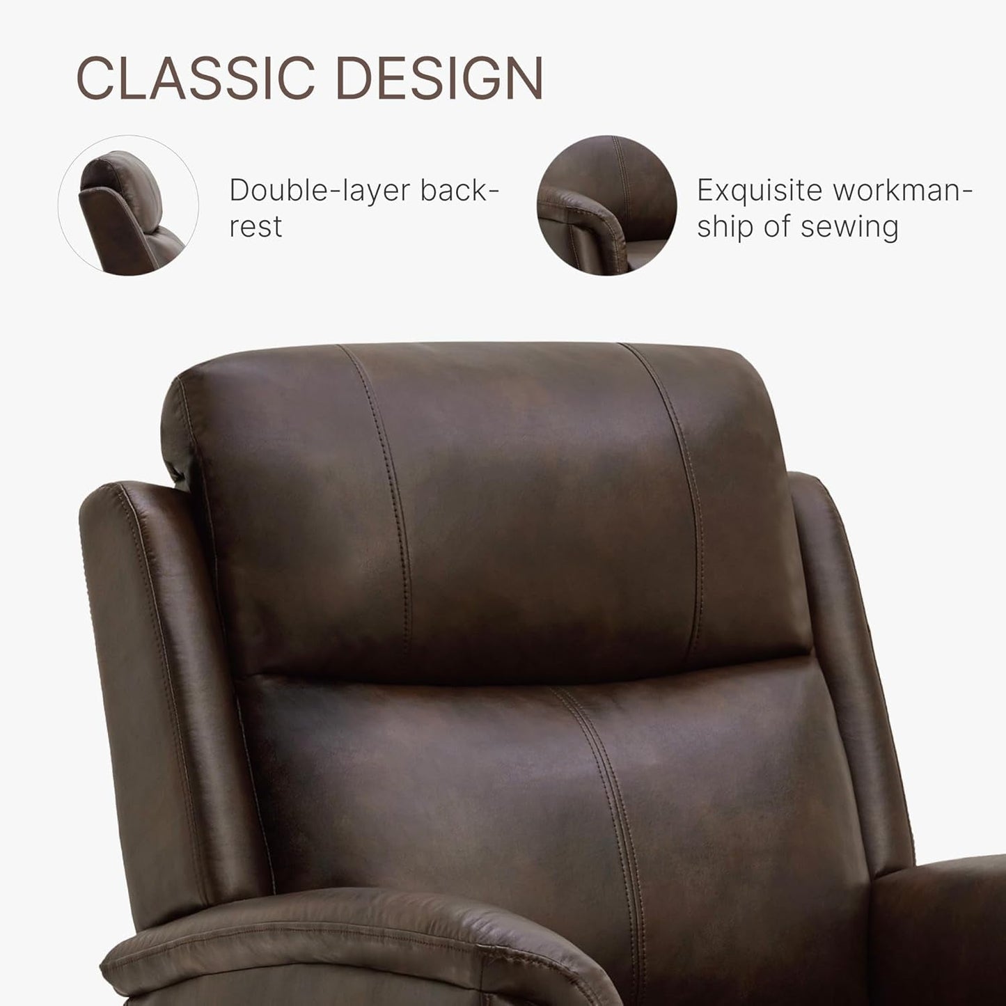 Leather Recliner Chair Faux Power Reclining Sofa Lazy Boy Electric Glider Rocking Function with Armrest USB & Type-C Ports for Living Room Bedroom Home Theater Seating-4