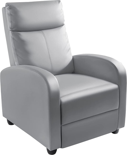 Padded Leather Recliner Club Chair (Gray)-0