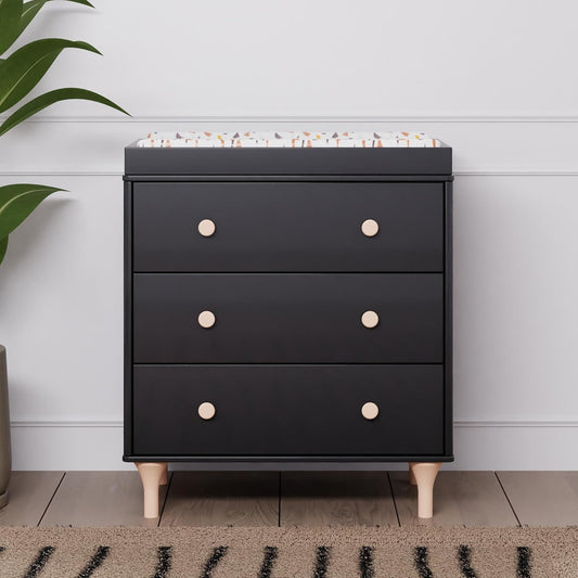 Lolly 3-Drawer Changer Dresser with Removable Changing Tray in Black and Washed Natural, Greenguard Gold Certified-1