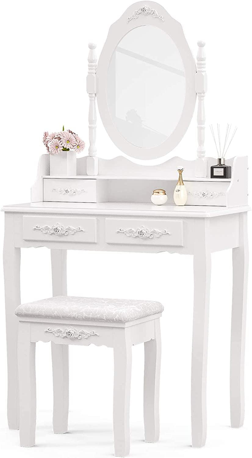 White Bedroom Makeup Table Set-1