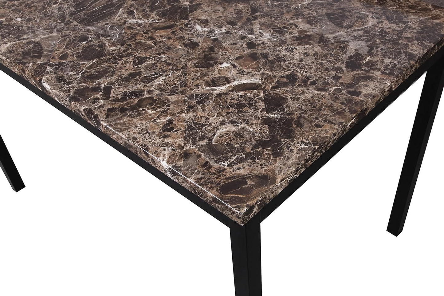 Noyes Metal Dining Table with Laminated Faux Marble Top-2