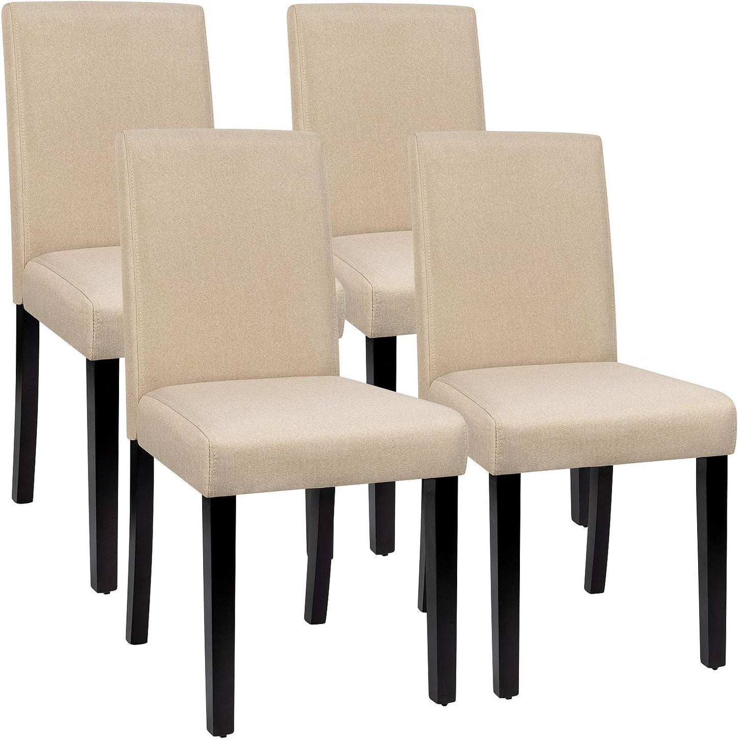 Dining Chairs Urban Style Fabric Parson Chairs Kitchen Living Room Armless Side Chair with Solid Wood Legs Set of 4 (Beige)-0