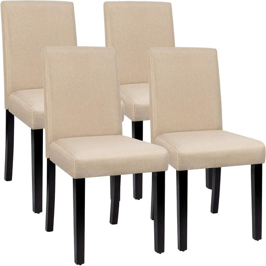 Dining Chairs Urban Style Fabric Parson Chairs Kitchen Living Room Armless Side Chair with Solid Wood Legs Set of 4 (Beige)-0