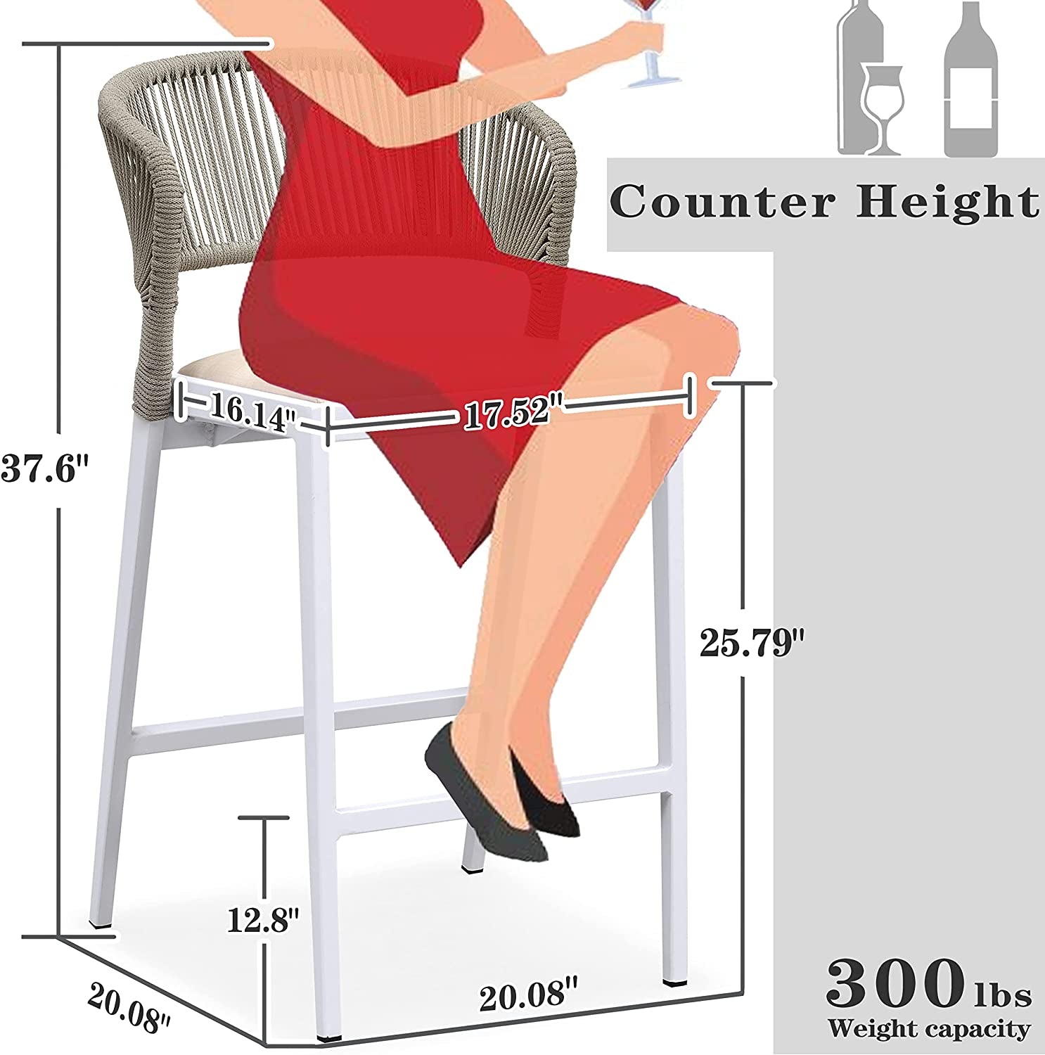 Outdoor Rattan Wicker Barstools, Set of 2-2