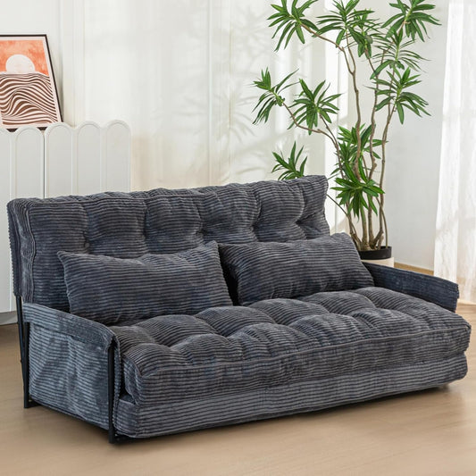 Dark Grey Double Adjustable 5-Position Floor Sofa-0