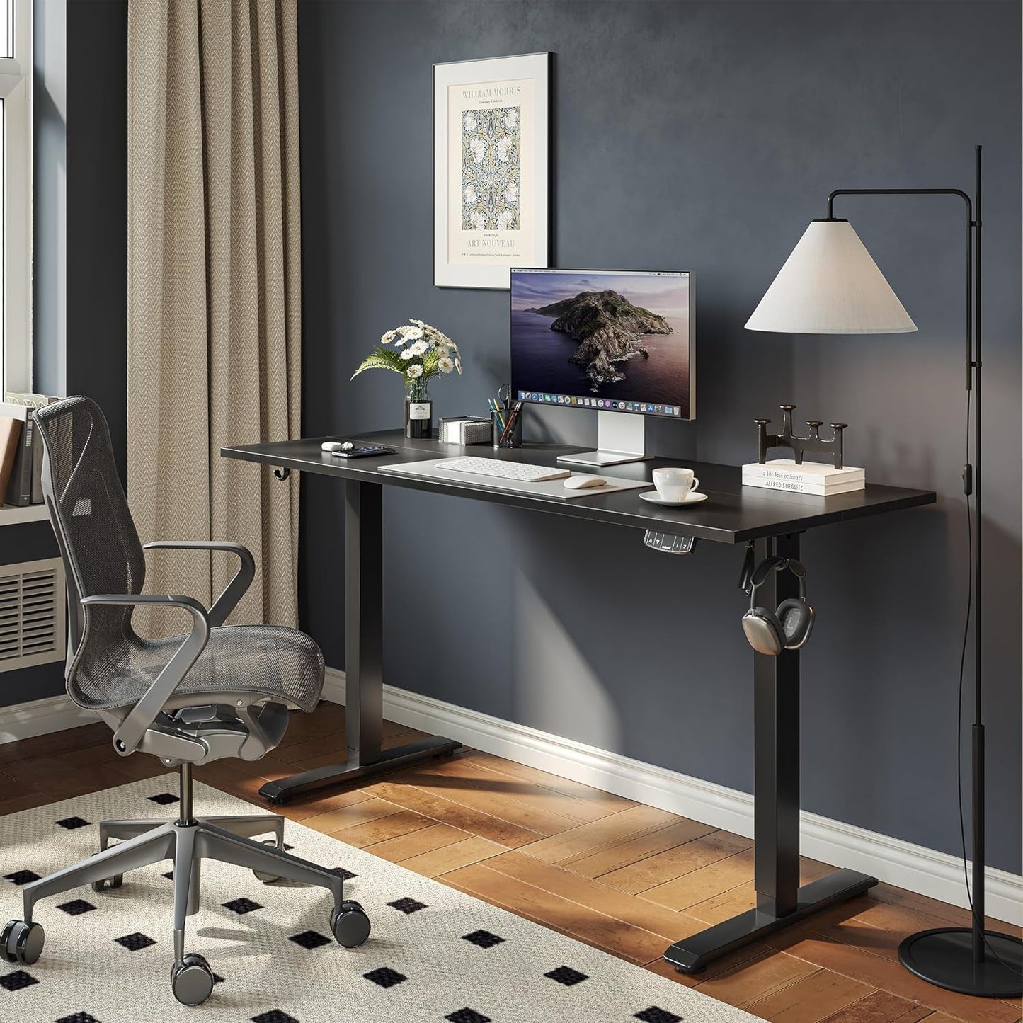 48" Black Electric Standing Desk Adjustable Height-0