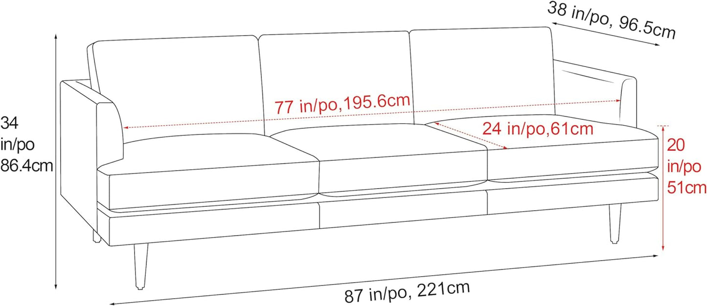 Cognac Tan Brown Leather Mid-Century 3-Seater Sofa-2