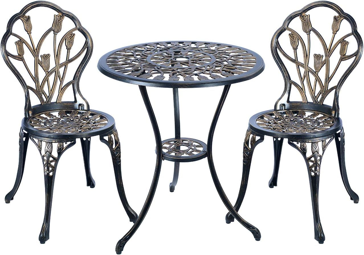 3 Piece Patio Set Antique Copper Tulip-0