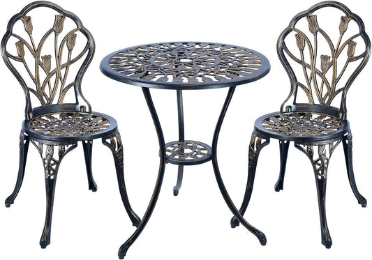 3 Piece Patio Set Antique Copper Tulip-0