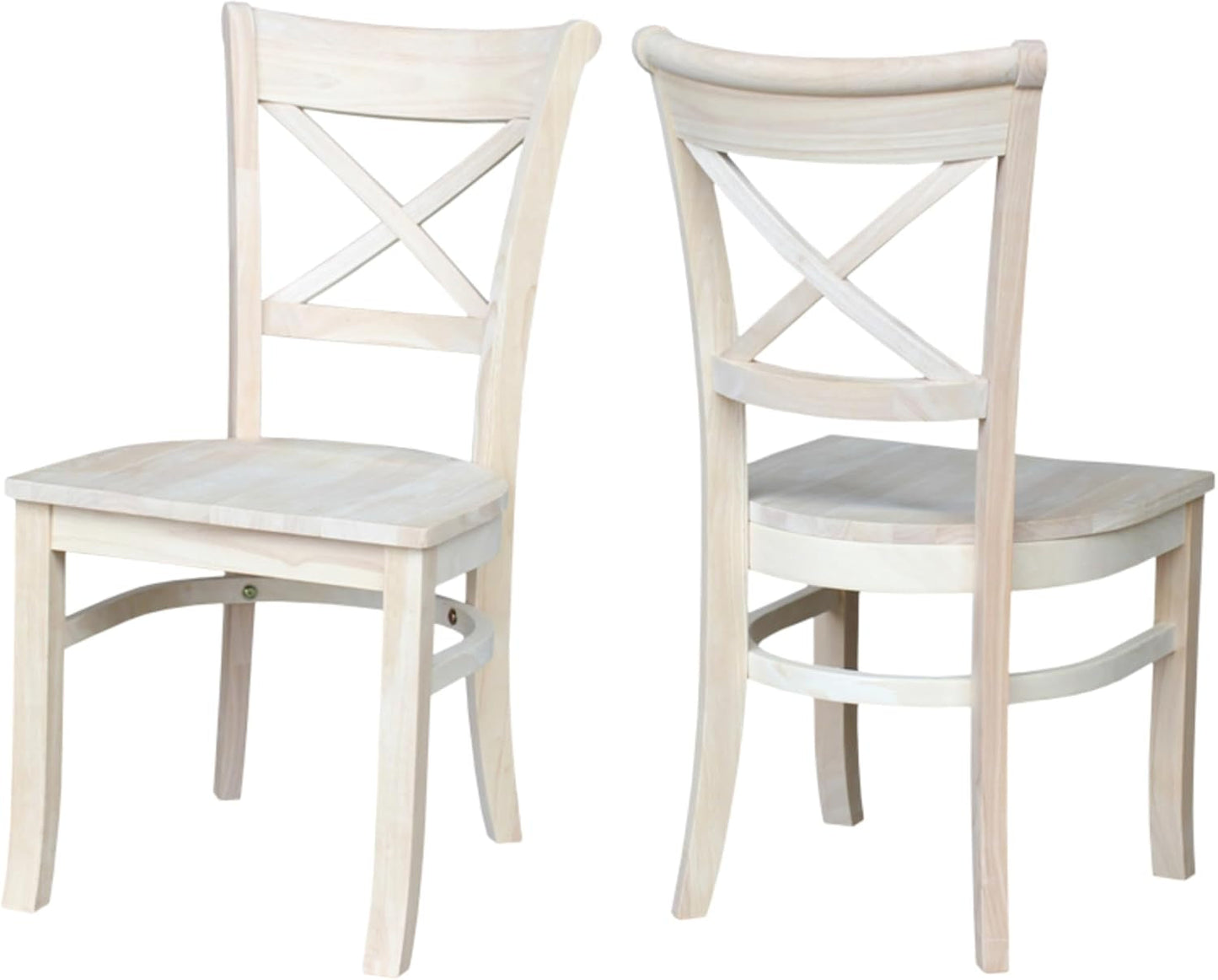 Set of 2 35.8" H Charlotte X-Back Dining Solid Parawood, Stylish and Comfortable Chairs, 18.5''W Seat, Paint or Stain in Any Color to Match Your Decor, Unfinished-0