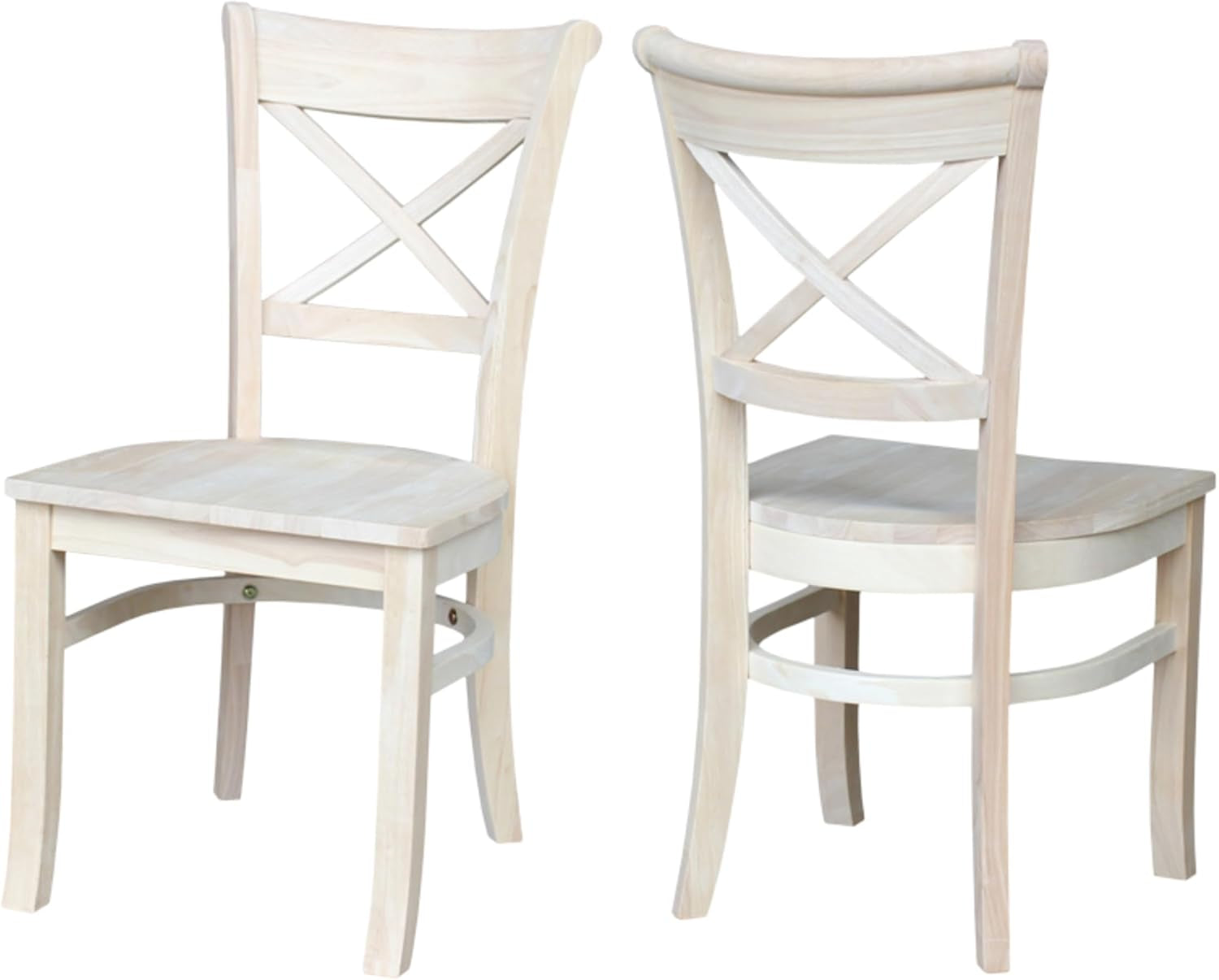 Set of 2 35.8" H Charlotte X-Back Dining Solid Parawood, Stylish and Comfortable Chairs, 18.5''W Seat, Paint or Stain in Any Color to Match Your Decor, Unfinished-0