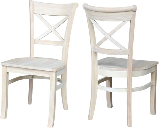 Set of 2 35.8" H Charlotte X-Back Dining Solid Parawood, Stylish and Comfortable Chairs, 18.5''W Seat, Paint or Stain in Any Color to Match Your Decor, Unfinished-0
