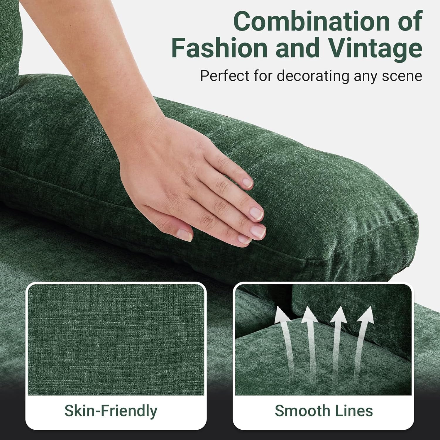 Forest Green 110" U-Shape Sectional Couch Double Chaise-2