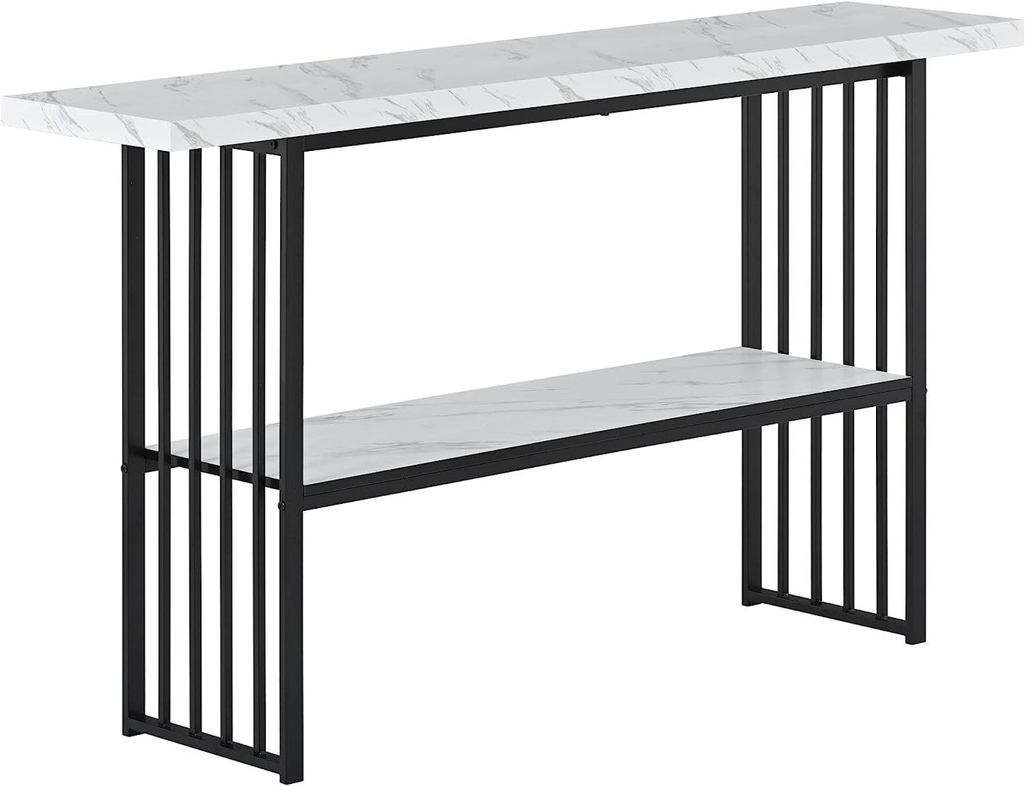 Contemporary Marble Top Console Table with Storage Shelf-3