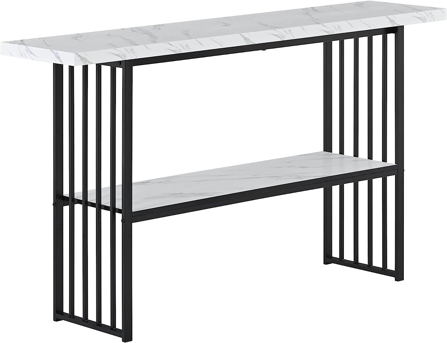 Contemporary Marble Top Console Table with Storage Shelf-3