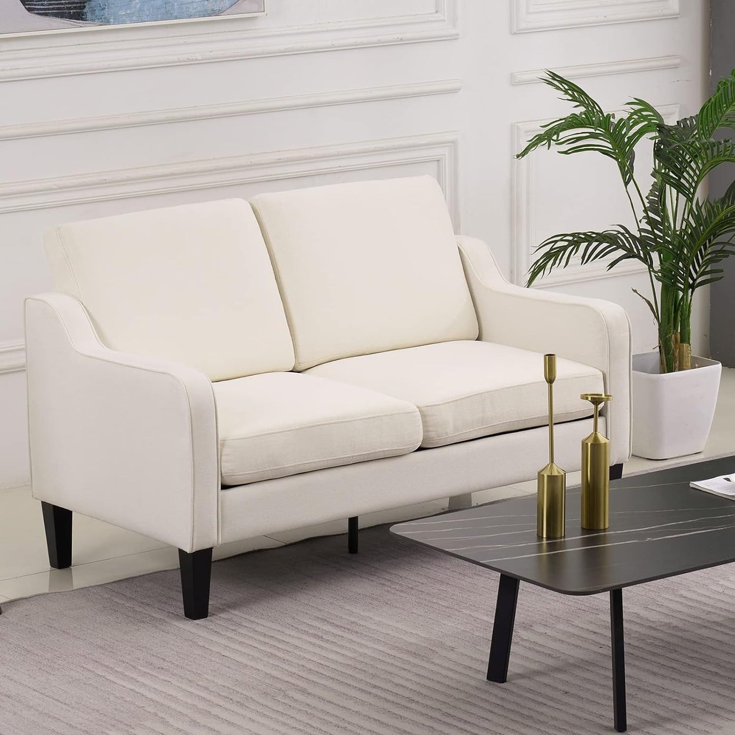 Beige Mid-Century Modern Loveseat (53") rana-0