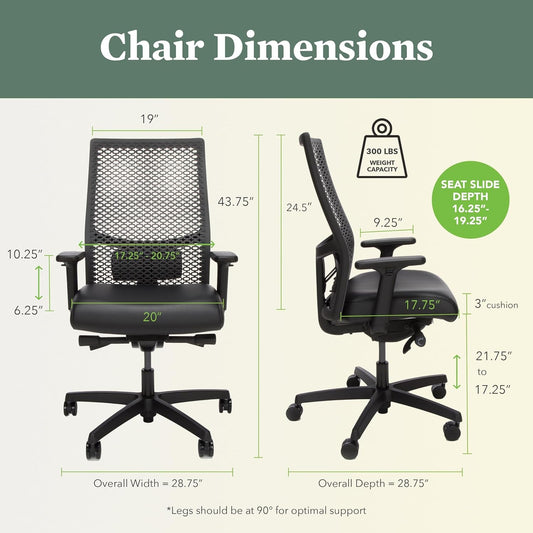 Ignition 2.0 Reactiv Ergonomic Office Chair with Lumbar Support, Breathable Flex-Back Adjustable Office Chair, Synchro-Tilt Recline, Swivel Wheels - Home Office Desk Chair for Back Pain - Blue-1