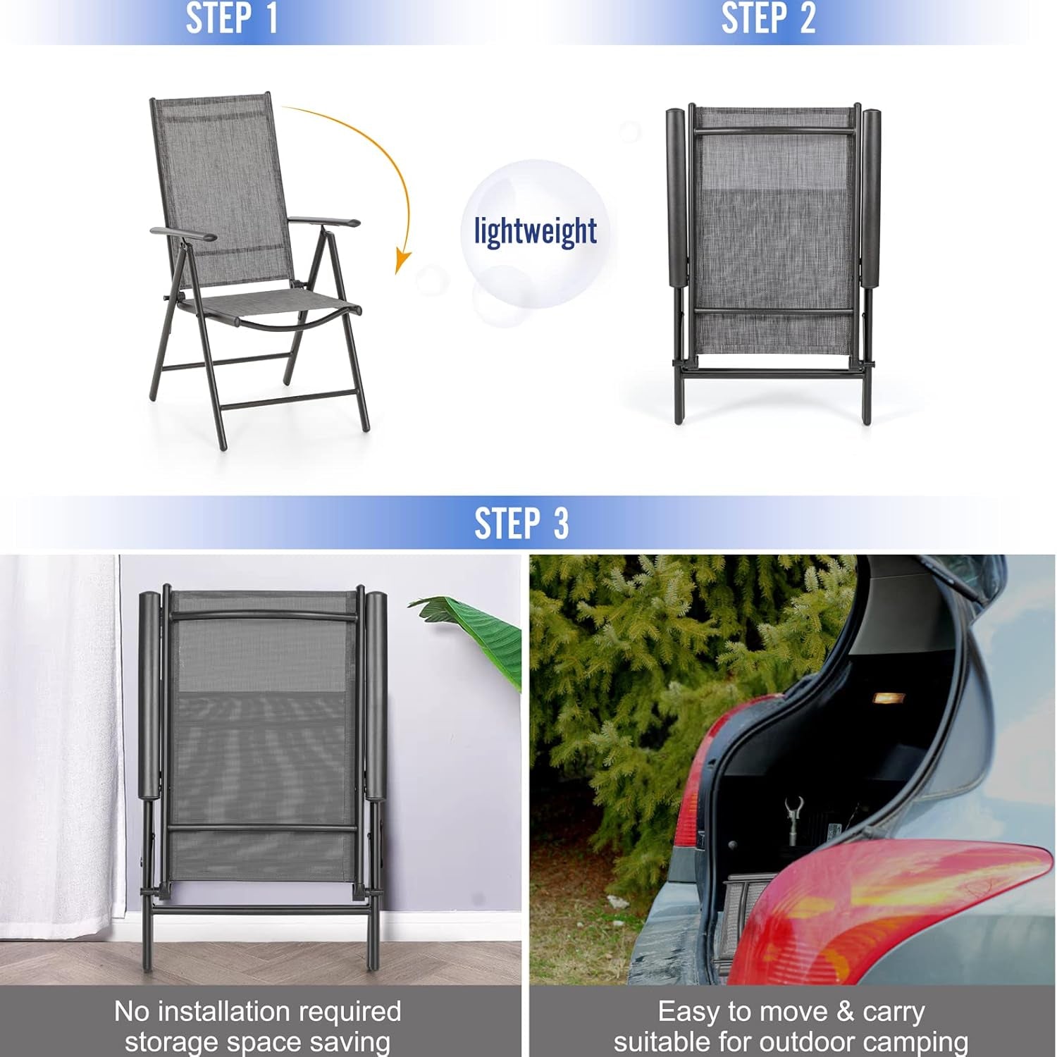 7 Piece Outdoor Dining Set with Umbrella, Patio Furniture Dining Set with Foldable Patio Chairs & Outdoor Table for Yard & Garden-2