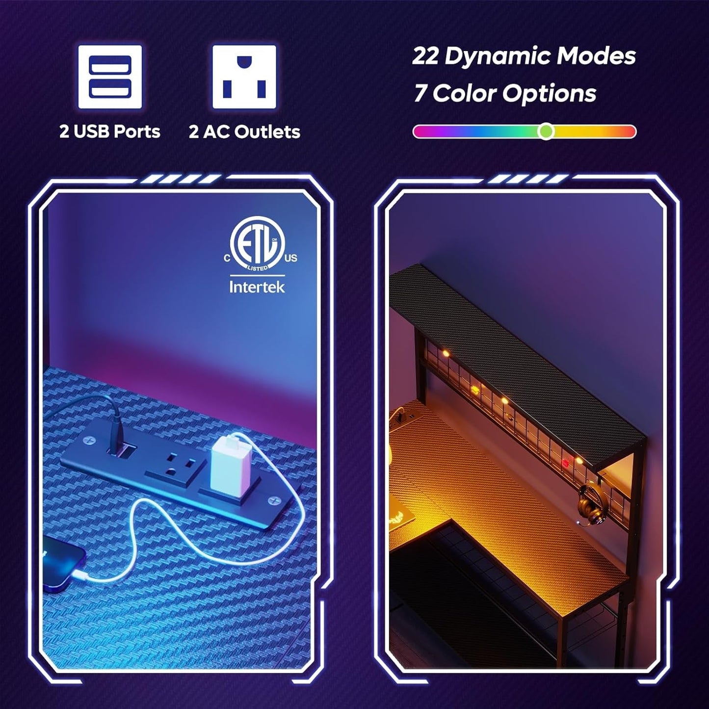 51" L-Shaped Gaming Desk with LED & Power-4