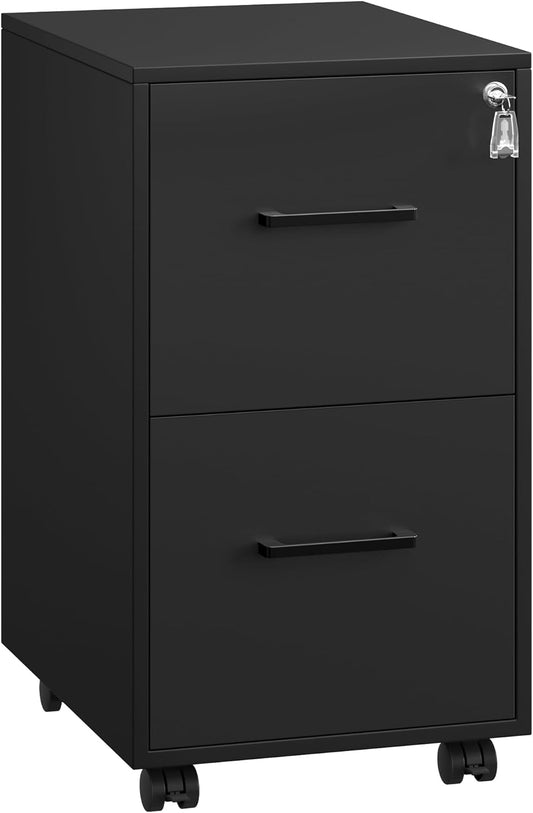 Matte Black Locking File Cabinet Pre-Assembled-1