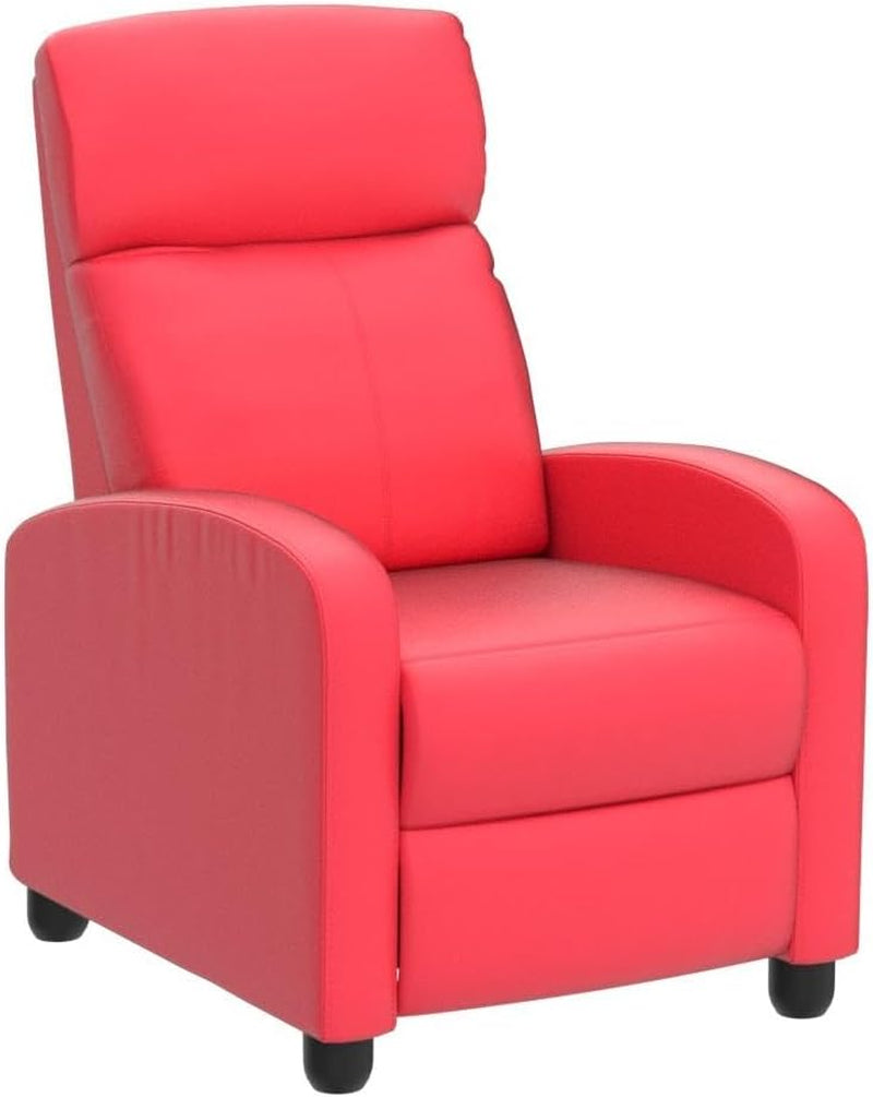 Massage Recliner, Lazy Boy Recliner with PU Leather Padded Seat Backrest Recliner Chair for Living Room Sofa Reading Chair, Home Theater Seating Modern Reclining Chair Easy Lounge, Red-3