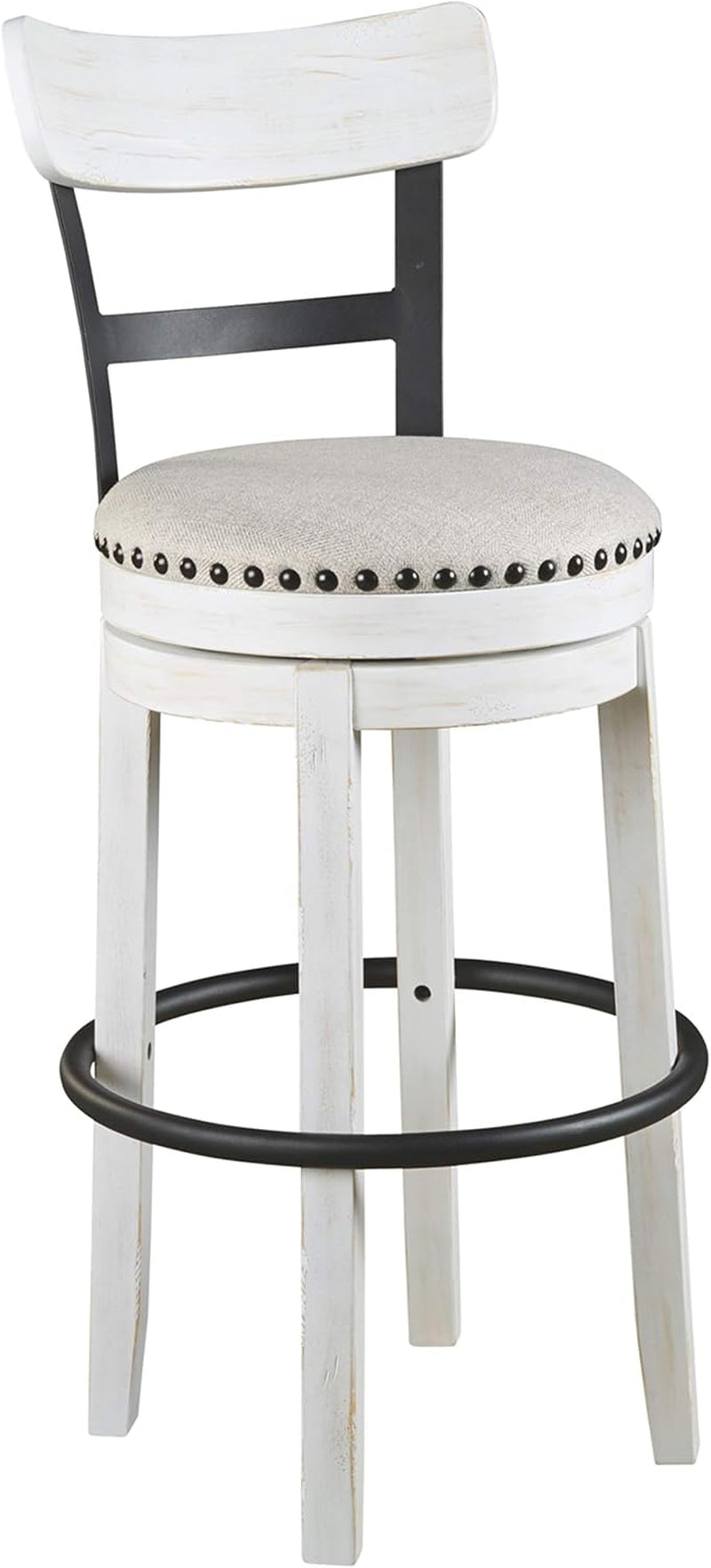 Valebeck 30" Modern Swivel Pub Height Barstool, Whitewash-0