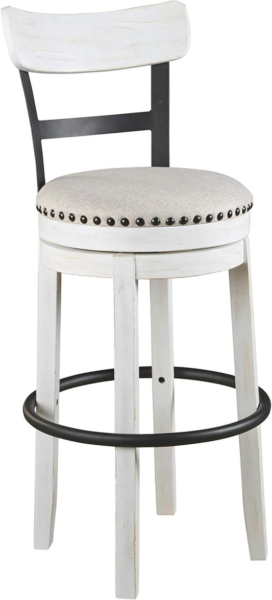 Valebeck 30" Modern Swivel Pub Height Barstool, Whitewash-0
