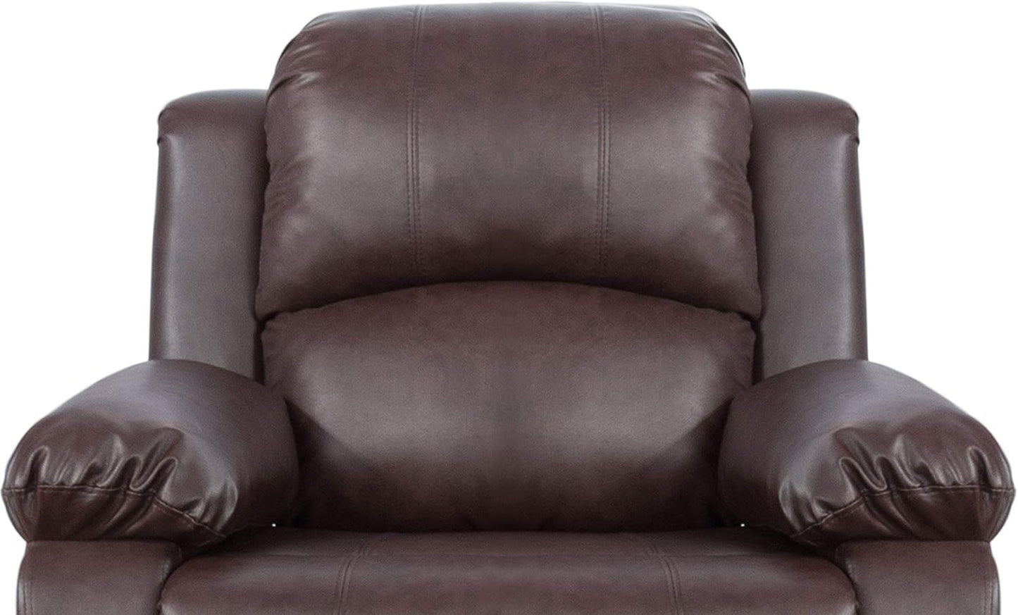 3-Piece Living Room Reclining Sofa Set|Bonded Leather Upholstery|Manual Reclining with Drop down Table and Mid Console (Brown, 3 Pieces)-4