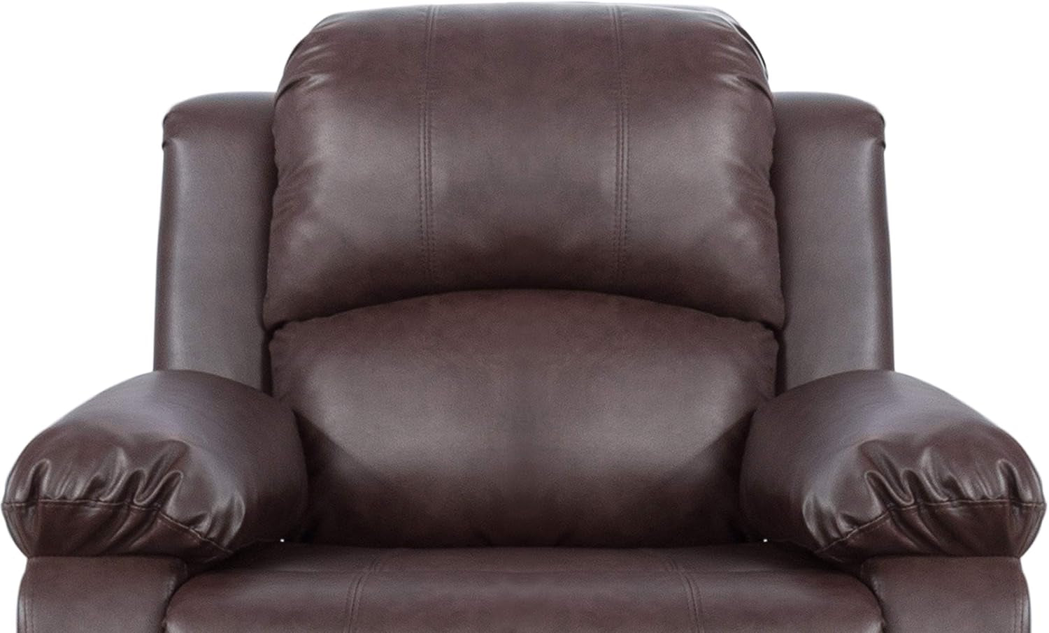 3-Piece Living Room Reclining Sofa Set|Bonded Leather Upholstery|Manual Reclining with Drop down Table and Mid Console (Brown, 3 Pieces)-4