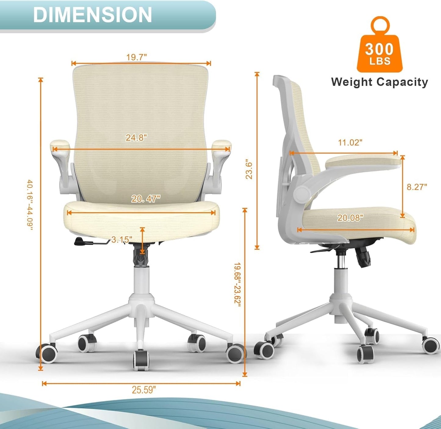 Office Chair, High Back Desk Chair Adjustable Height and Ergonomic Design Home Office Computer Chair Executive Lumbar Support Padded Flip-Up Armrest Swivel Task Chair-1