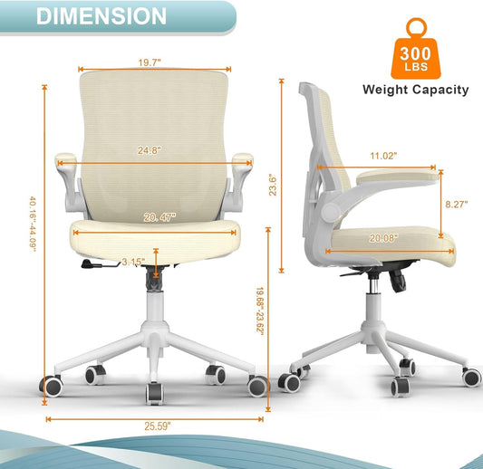 Office Chair, High Back Desk Chair Adjustable Height and Ergonomic Design Home Office Computer Chair Executive Lumbar Support Padded Flip-Up Armrest Swivel Task Chair-1