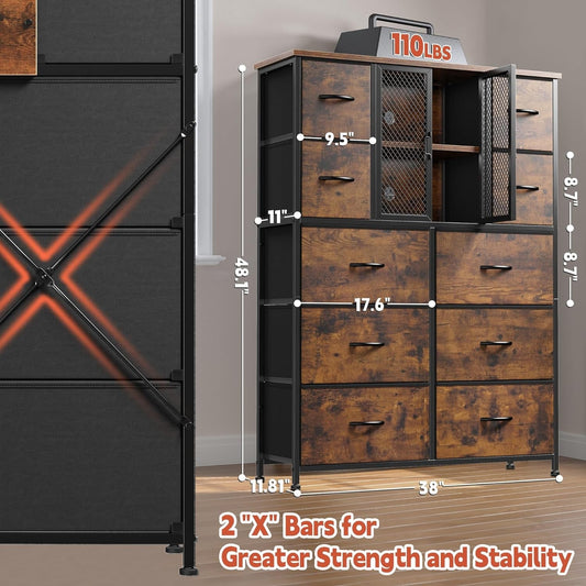 Rustic Brown Dresser with 10 Drawers-1