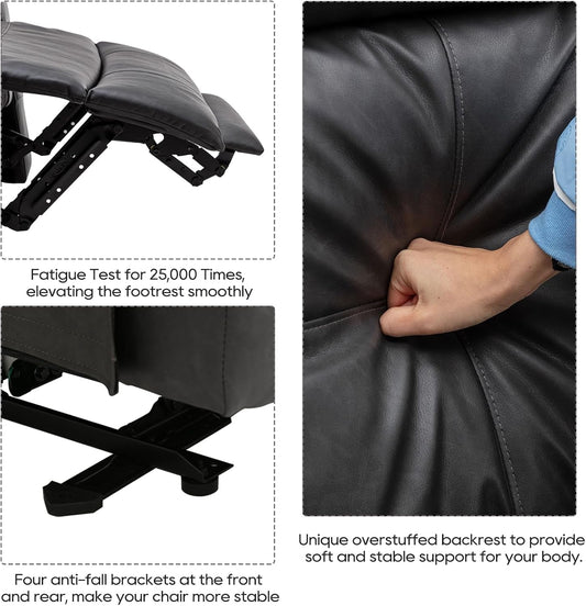 Power Recliner Sofa Set, 2 Pieces Recliner Furniture Sofa Set, Power Reclining Loveseat with Massage and Heat, Loveseat Recliner Sofa with Center Console & Cup Houlders for Living Room-1