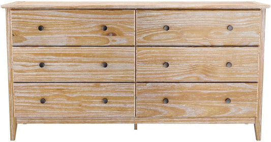 Greenport 6-Drawer Bedroom Dresser, Solid Wood with a Brushed Driftwood Finish-0
