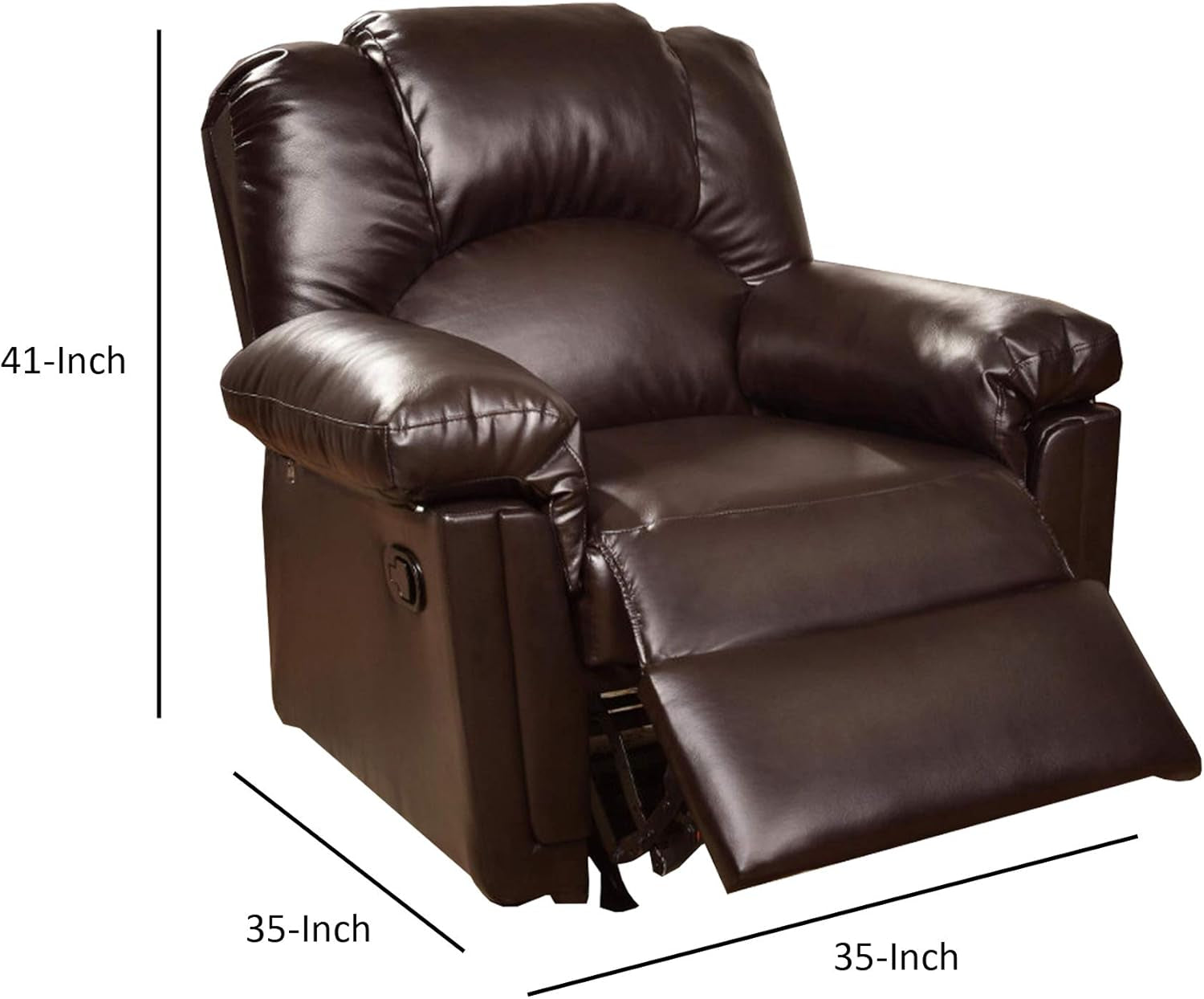 BM171425 41 X 35 X 35 In. Bonded Leather Rocker & Recliner Brown-2