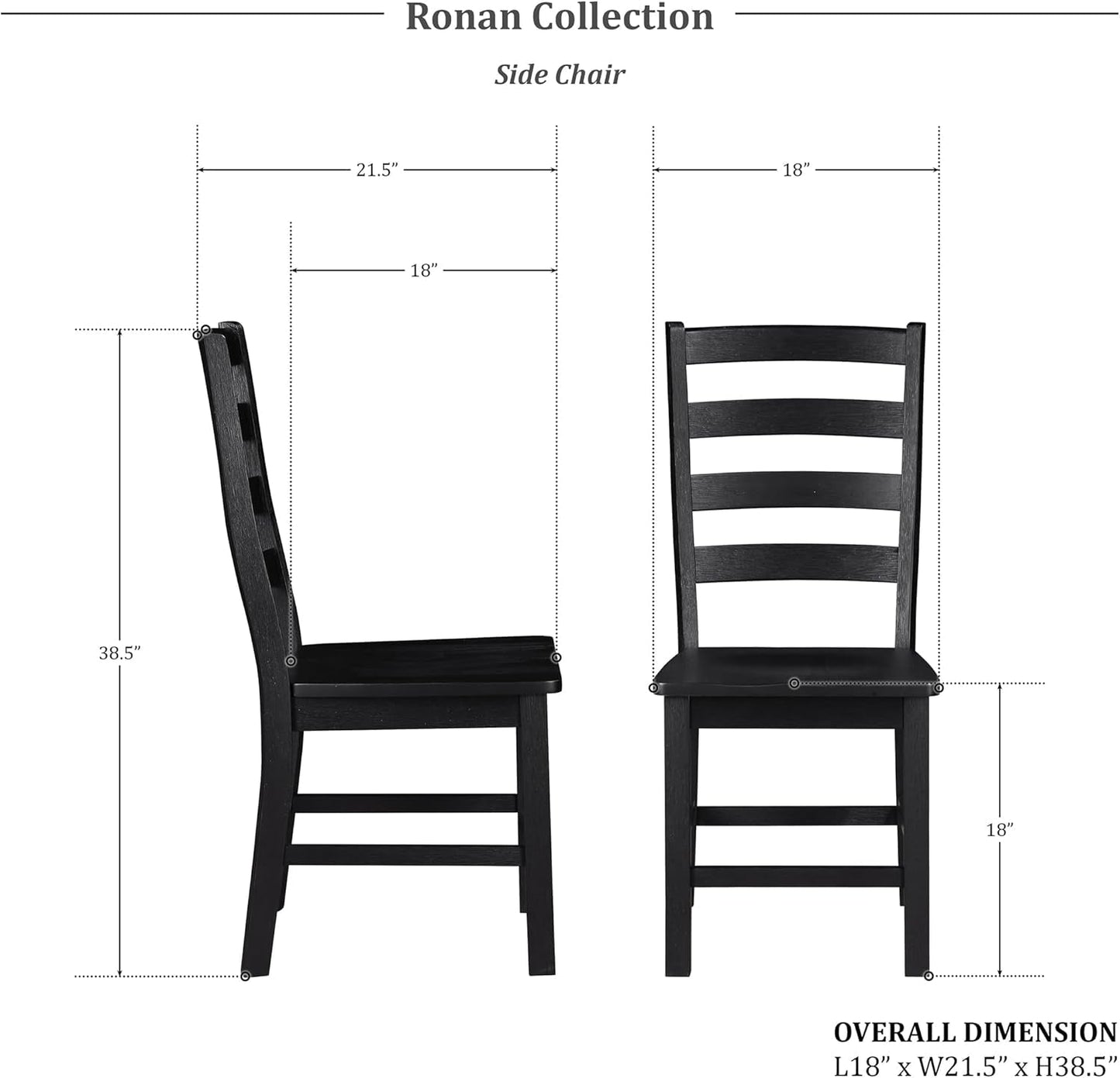Dining Chairs Set of 2, Dining Chairs with Solid Wood Legs and Footrest, High Ladder Back Farmhouse Dining Chairs, Wooden Dining Room Chairs, Black-1