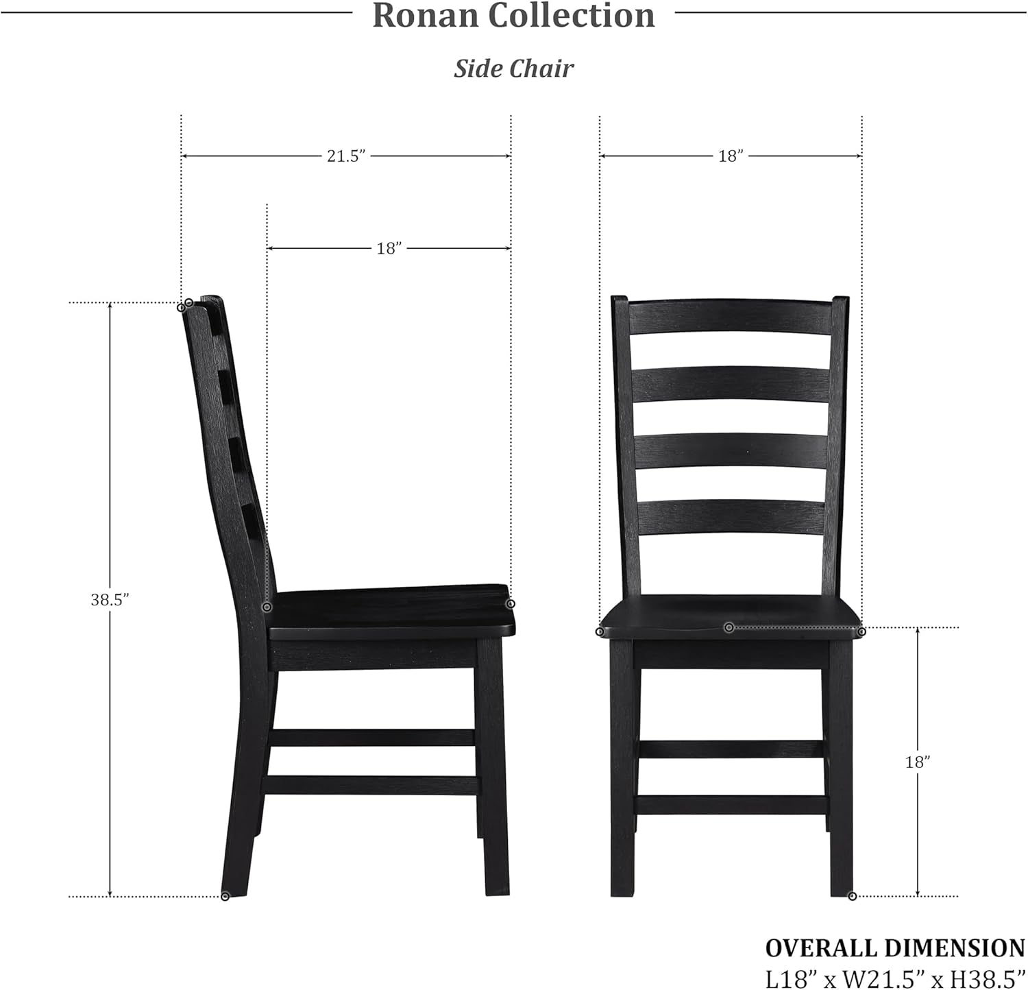 Dining Chairs Set of 2, Dining Chairs with Solid Wood Legs and Footrest, High Ladder Back Farmhouse Dining Chairs, Wooden Dining Room Chairs, Black-1