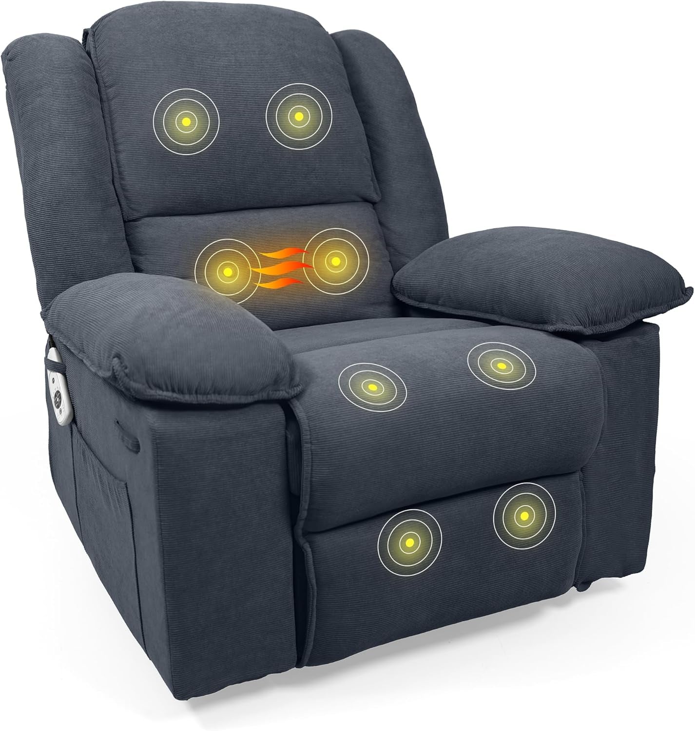 XRC2 Rocker Recliner Chair for Adults - Massage Rocker Recliner Chair W/Heat & Vibration, 270° Swivel Manual Rocking Chair Single Sofa for Living Room Bedroom(Grey)-0