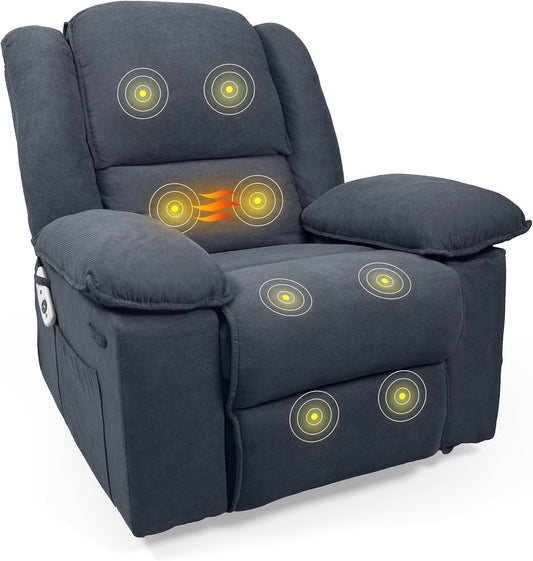 XRC2 Rocker Recliner Chair for Adults - Massage Rocker Recliner Chair W/Heat & Vibration, 270° Swivel Manual Rocking Chair Single Sofa for Living Room Bedroom(Grey)-0