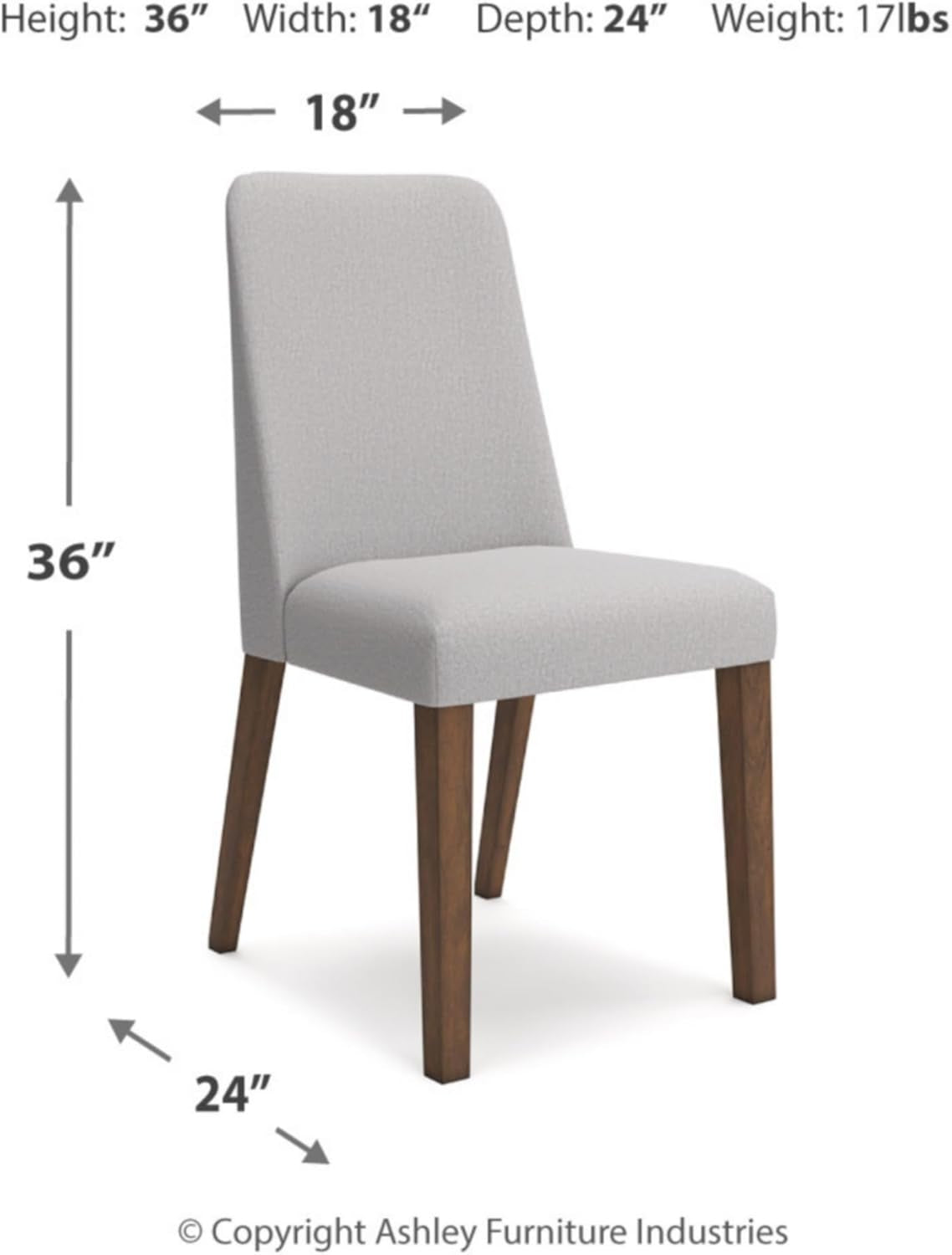 Lyncott Contemporary Dining Room Upholstered Side Chair with Foam Cushion, Set of 2, Cream & Brown-2