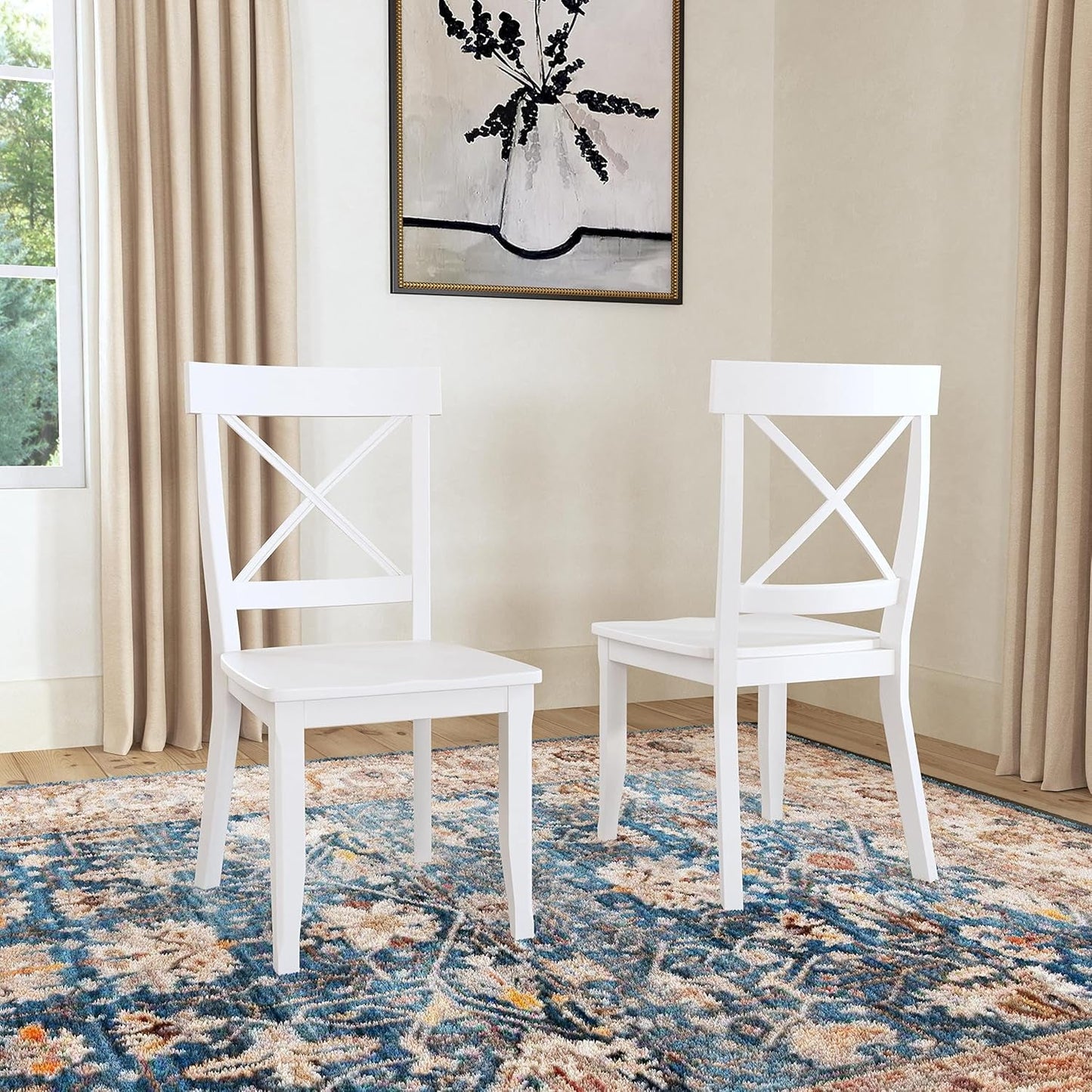 Home Styles 5177-802 Classic White Pair of Dining Chairs 18"-7/8" W, 22"-1/4" D, 38"-3/8" H-3