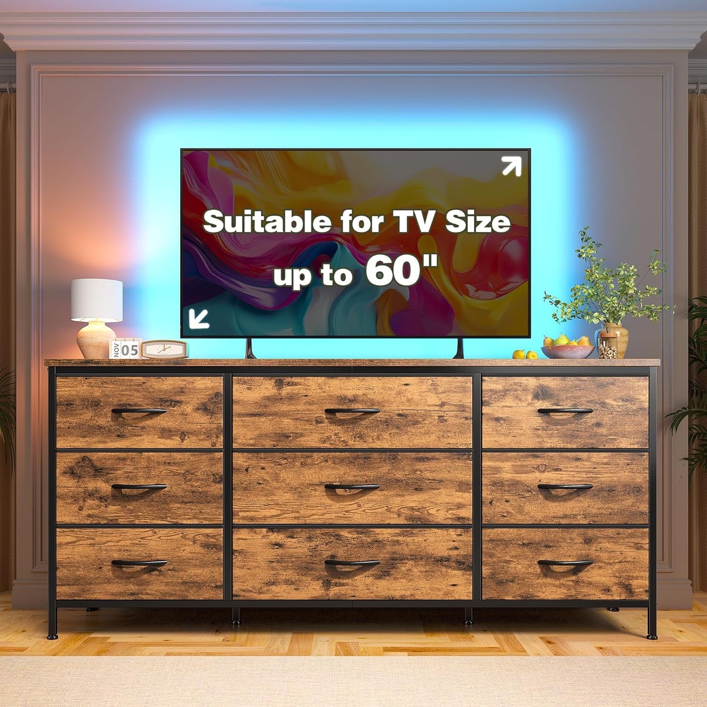 9 Drawer Dresser TV Stand for 60 Inch TV-2