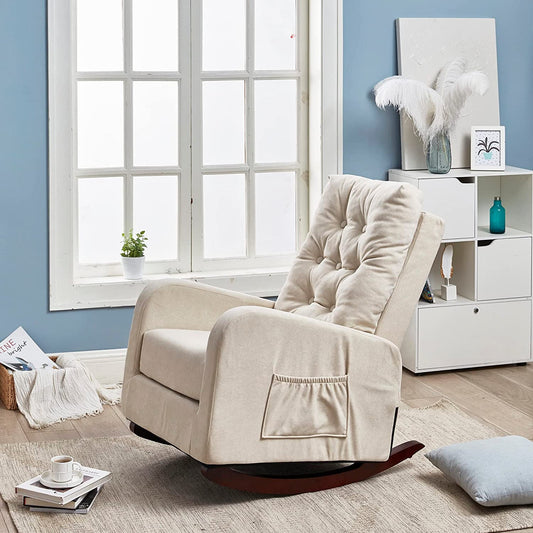 Beige Fabric Manual Recliner for Home Theater-0