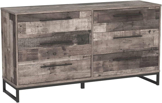 Neilsville Industrial Butcher Block Style Dresser, Natural Pallet Brown,Grey-0