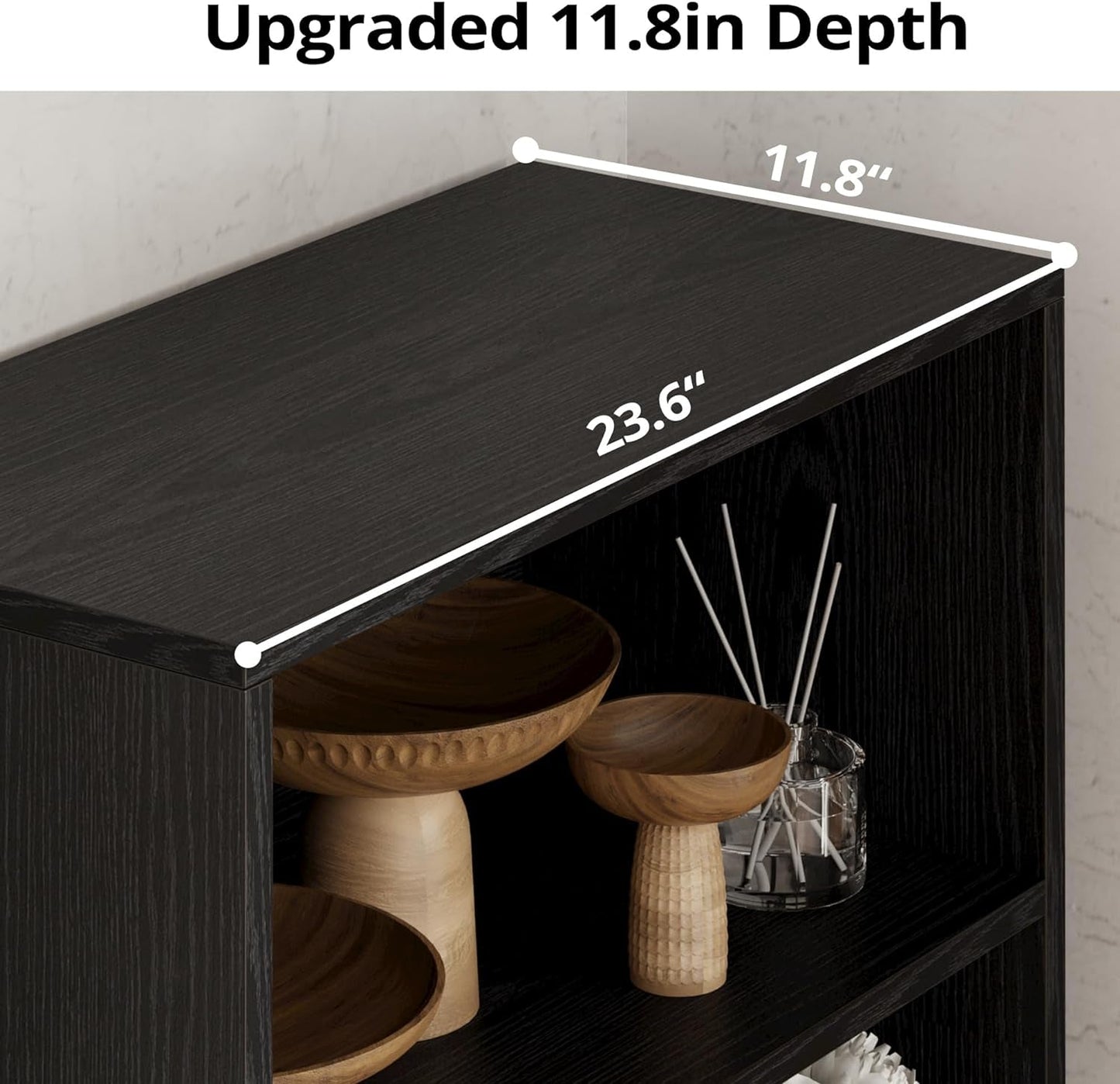 Industrial Bookshelves and Bookcases with Doors 11.8 in Depth Floor Standing 5 Shelf Display Storage Shelves Bookcase Home Decor Furniture for Home, Office, Living Room, Bedroom-4