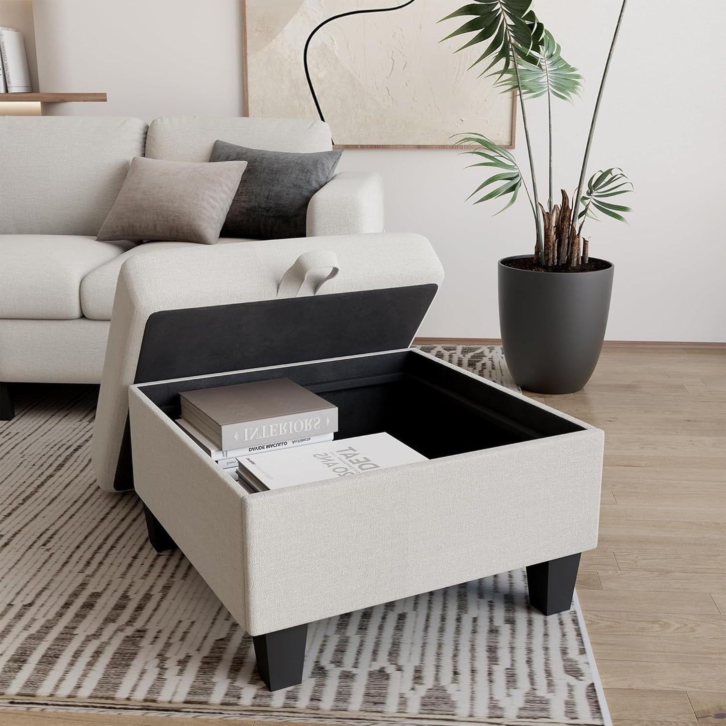 Couch for Living Room - Small Space Couches Sectional L-Shaped Sofa, 3 Seat Modern Couch, Sofas Convertible with Storage Ottoman for Small Space, Bedroom, Offices and Apartments - Beige-4