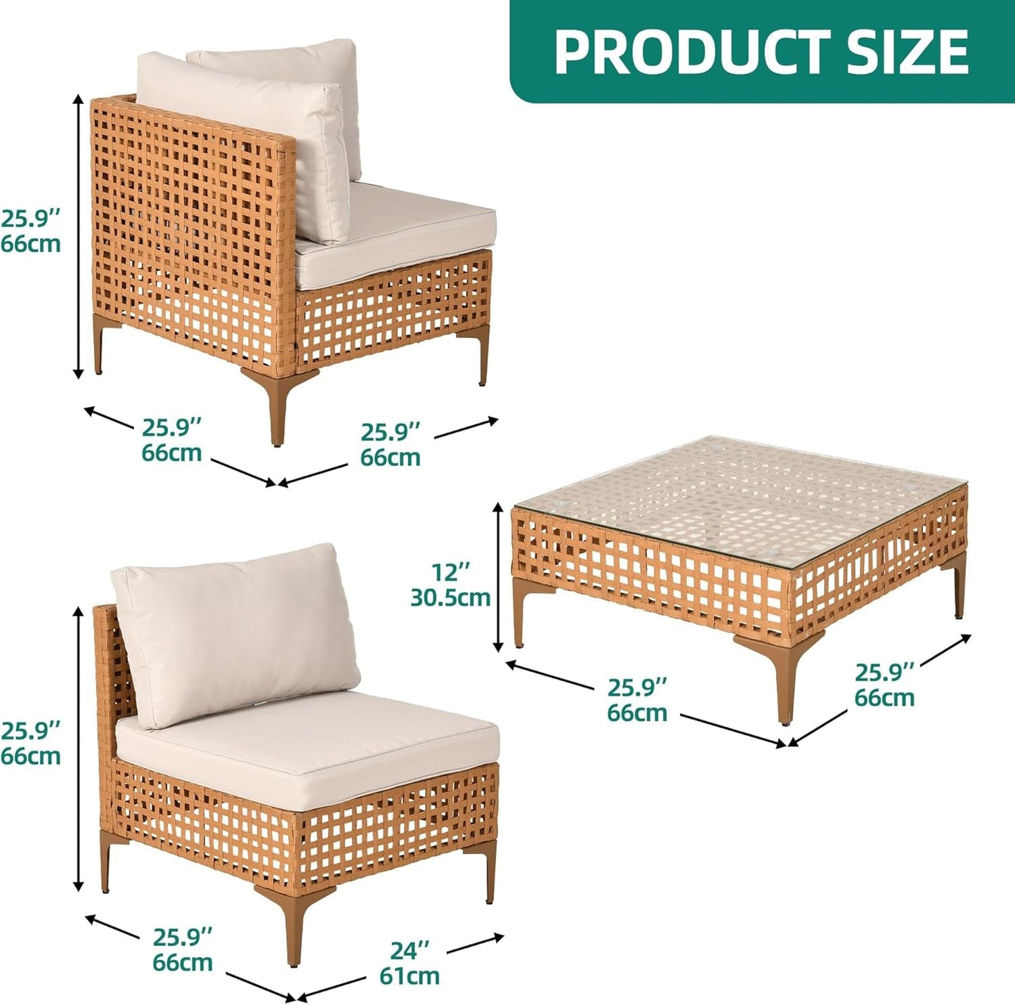 7PCS Patio Furniture Set, All-Weather PE Wicker Patio Conversation Set for Patio Backyard Poolside Porch, Outdoor Sectional Sofa with Coffee Table & Cushions-2