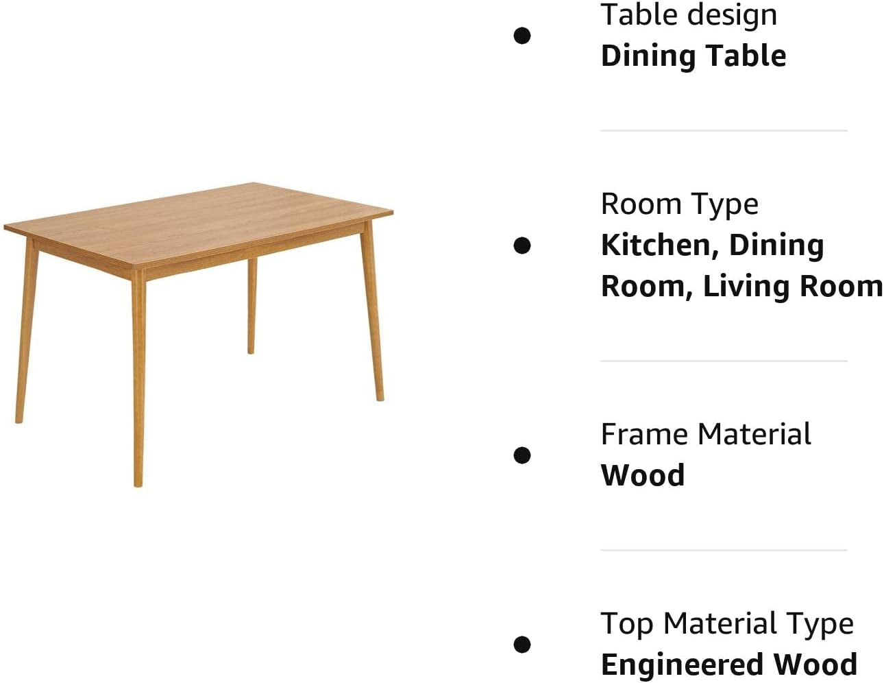Modern 47 Inch Dining Table, Oak Finish-1