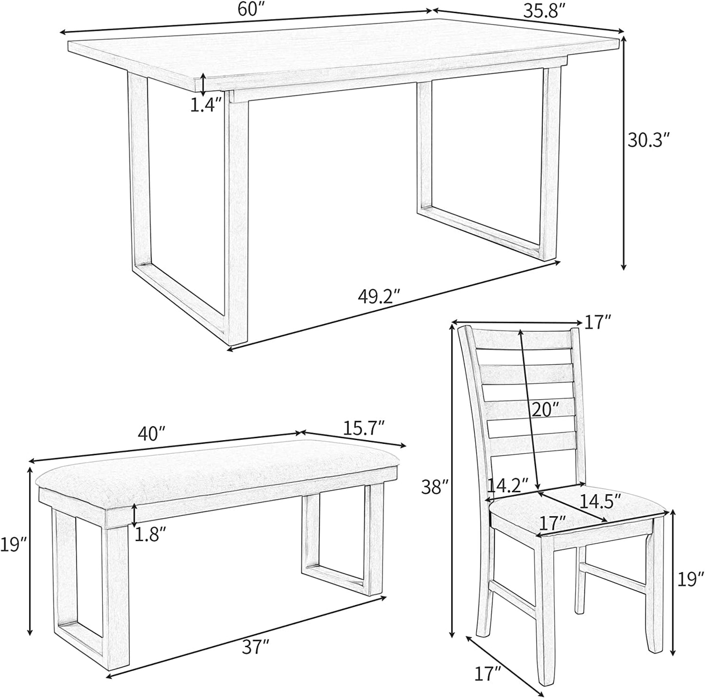 6-Piece Rustic Wood Dining Set-1