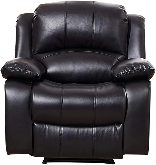 Power Reclining Bonded Leather Living Room Set (Black, Power Recliner)-0